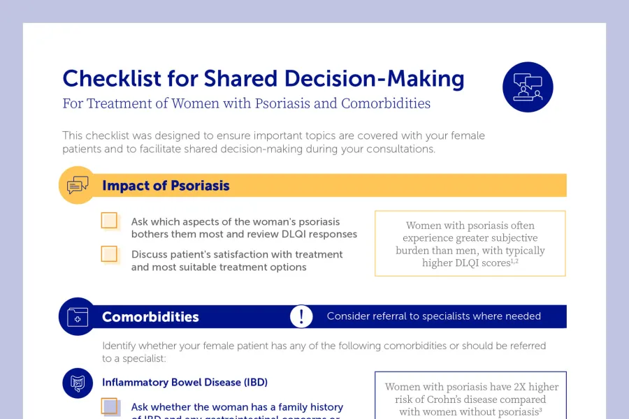 Questionnaire for doctors to support the treatment of psoriasis in women